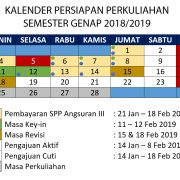 KALENDER PERSIAPAN PERKULIAHAN SEMESTER GENAP 2018/2019